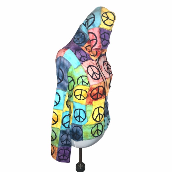 All That Jazz Peace Symbols Sweatshirt, Multicolor, Small - Picture 2 of 9